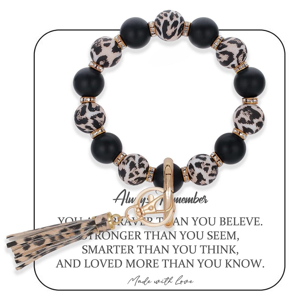 2843 Bracelet Keychain Beaded Keychain Wristlet Silicone Keychain Beaded